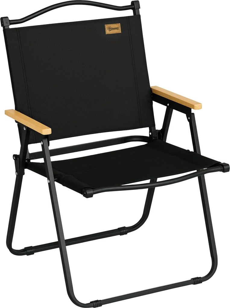 Outsunny Horgász Szék, Összecsukható Kemping Szék Karfával - Oxford Szövet és Acél Váz - 54 x 59 x 78 cm - Fekete | Aosom