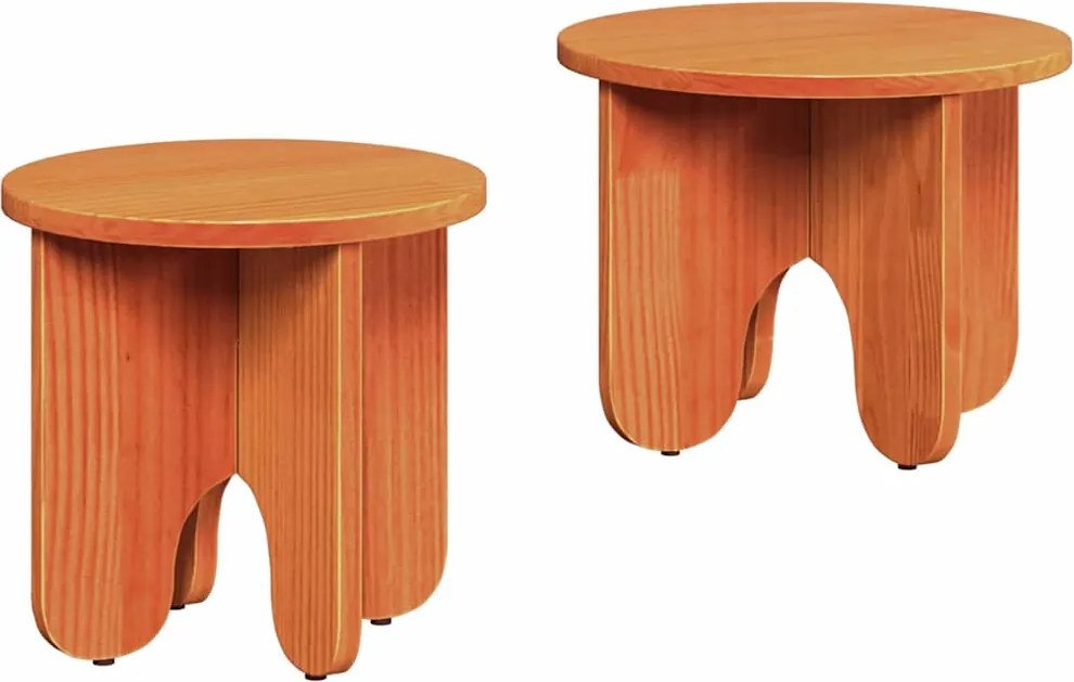 vidaXL Dohányzóasztal 2 pcs Faggyú barna Tömör fenyőfa