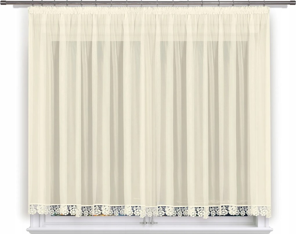 Kész Függöny 300X150,EGYENES,EKRÜ Fátyol,gipsz 8CM