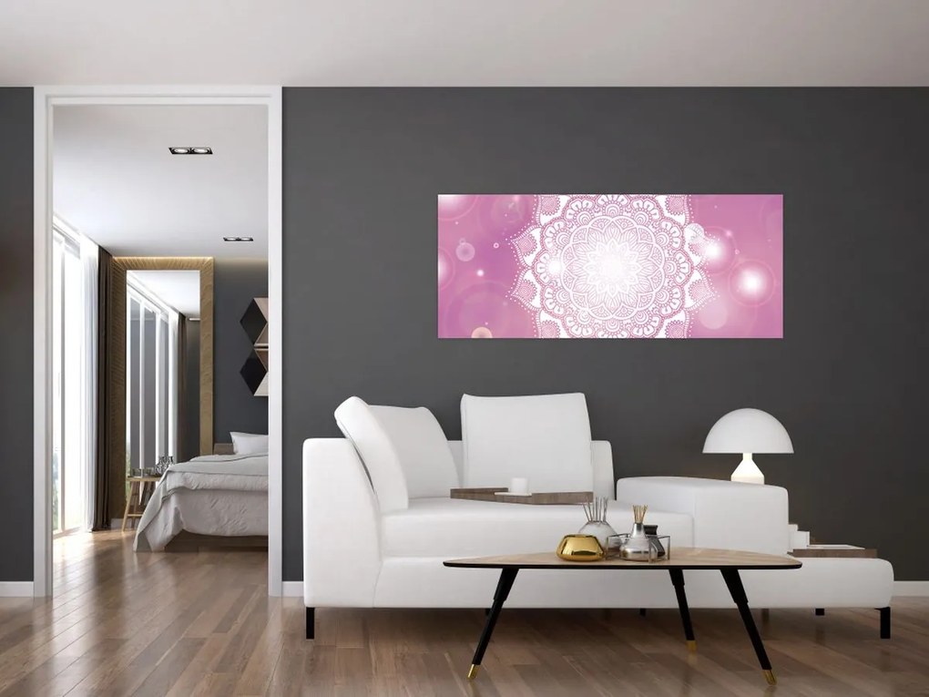 Egy mandala képe rózsaszín háttérrel (120x50 cm)