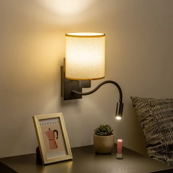 Brilagi - LED Fali lámpa NUBILA 1xE27/25W/230V+LED/3W fekete/világosbarna