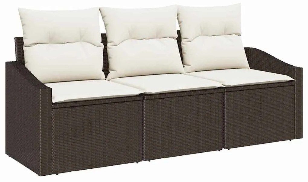 Kanapé Szett párnával 3 pcs Barna polirattan