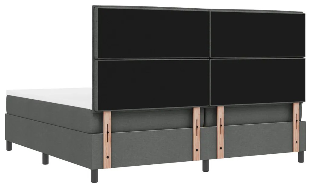 Boxspring ágy matraccal, sötét szürke 200x200 cm szövet