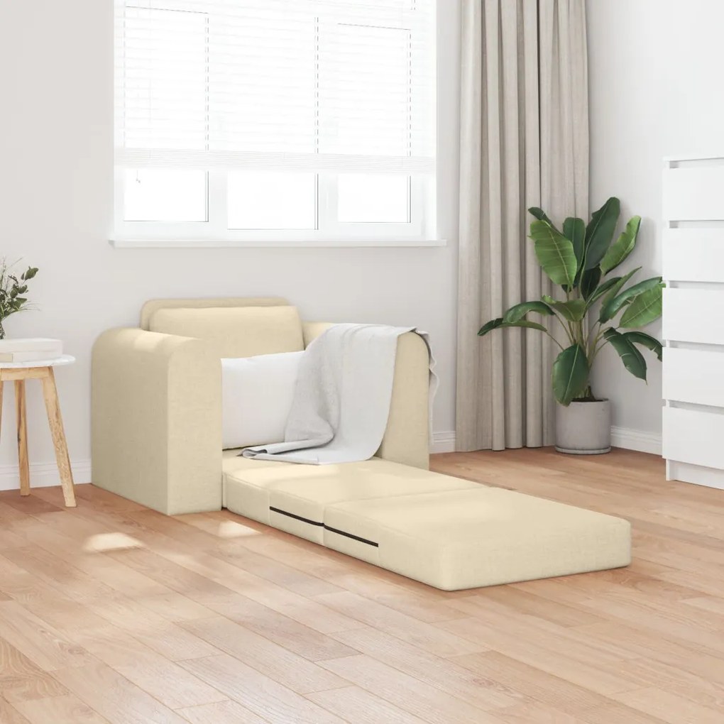 Floor Sofa Bed 2 az 1-ben Krém 98x71x83 cm Szövet
