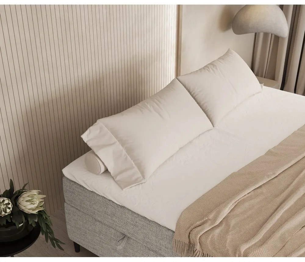 Világosszürke ágyneműtartós boxspring ágy 160x200 cm Araya – Maison de Rêve