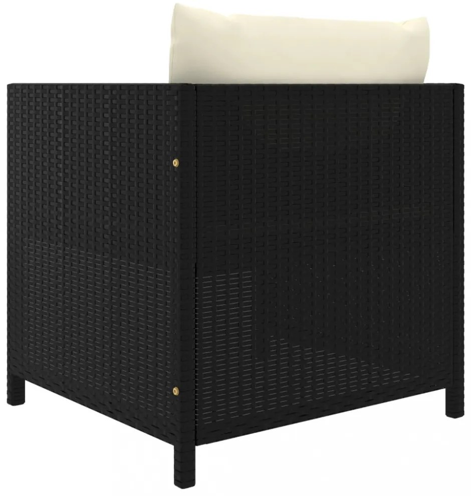 vidaXL 5 részes fekete polyrattan kerti bútorszett párnákkal