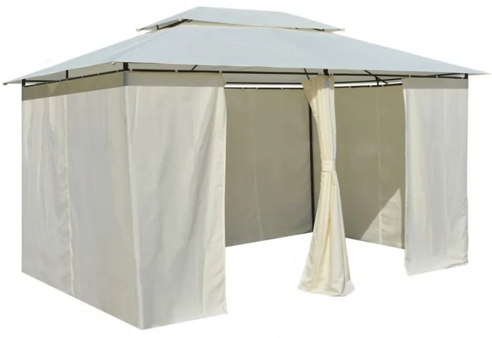 fehér kerti pavilon függönyökkel 4 x 3 m