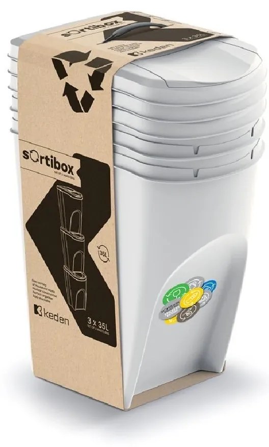 PROSPERPLAST 3 db SORTIBOX hamutároló készlet, térfogat 3x35L