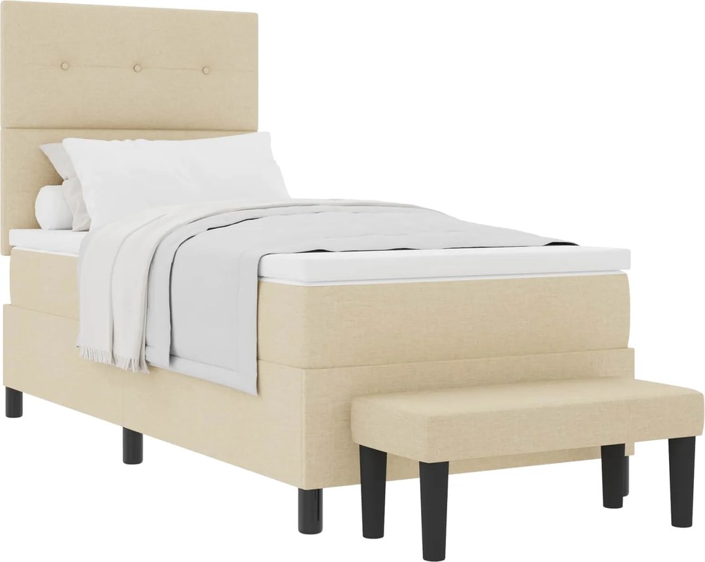 vidaXL Boxrugós ágy matracmal fejtámlával Krém 80 x 200 cm szövet