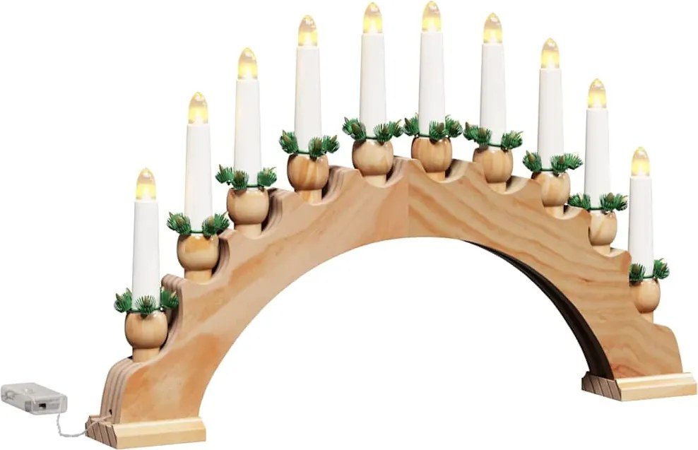 vidaXL Karácsonyi gyertyatartó ív 10 LED gyertyával Barna