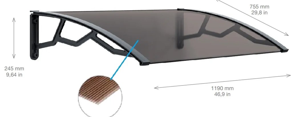 ARTPLAST Bejárati előtető 80x120cm, füst