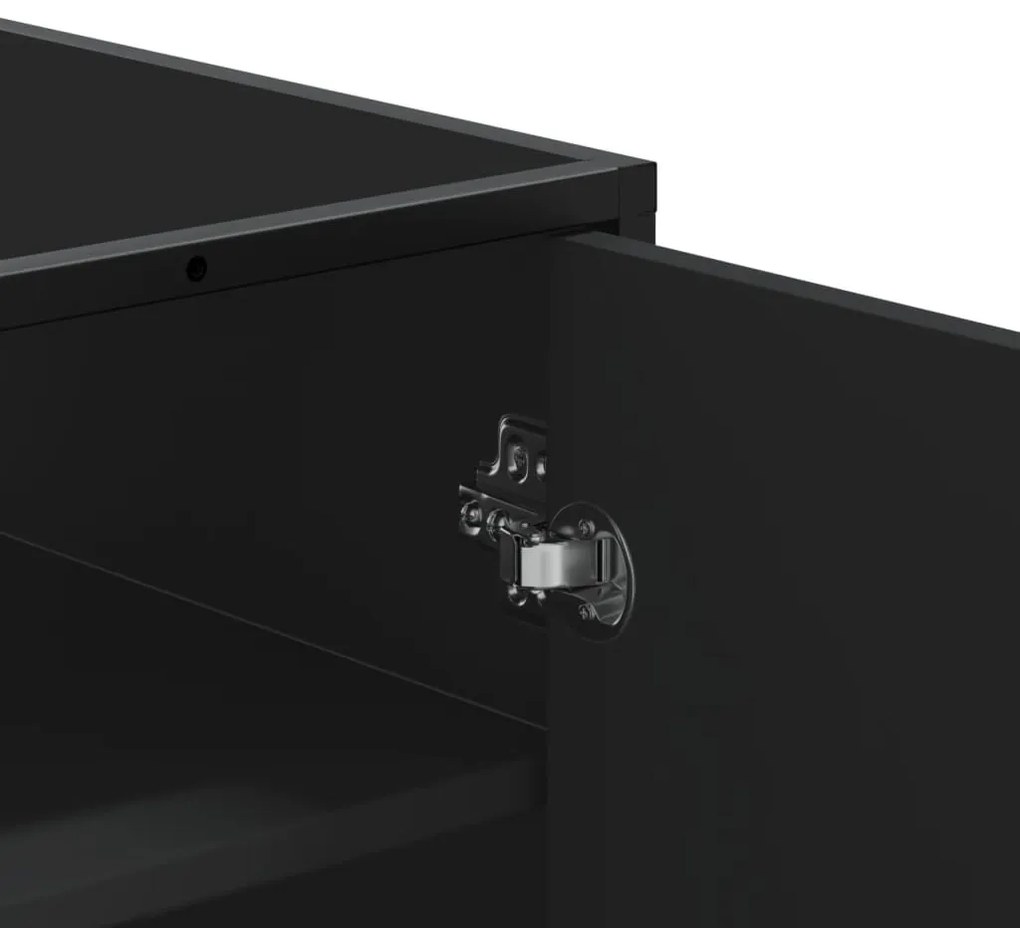 vidaXL fekete szerelt fa és fém cipőszekrény 75 x 38 x 97,5 cm