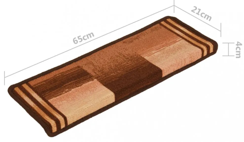 15 db barna öntapadó lépcsőszőnyeg 65x21x4 cm