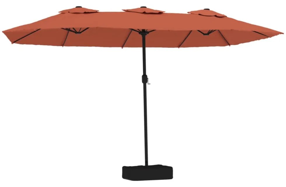 terrakotta dupla tetős LED-es napernyő 449x265 cm
