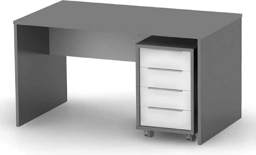 Íróasztal, grafit/féher, RIOMA NEW TYP 16