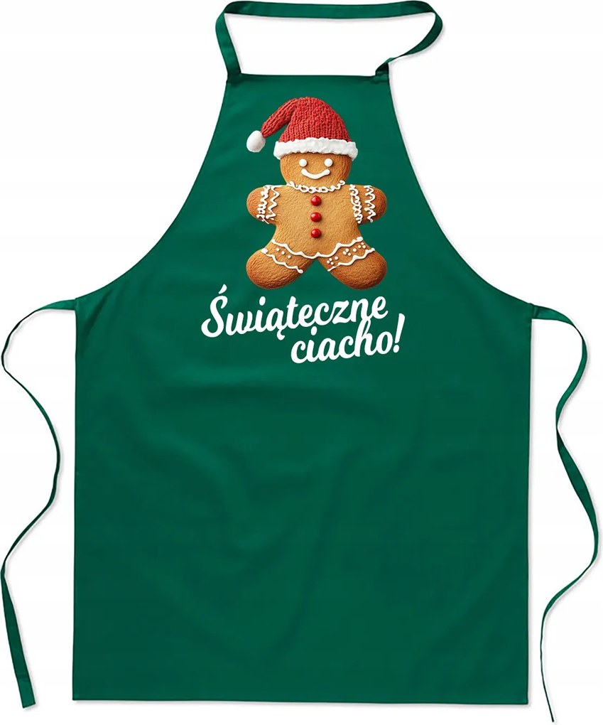 Női Konyhai Kötény férfi karácsonyi pamut nyomott mintás zöld