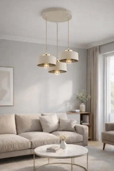 BRILAGI - Függőlámpa kábellel SPRING 3xE27/60W/230V bézs/arany