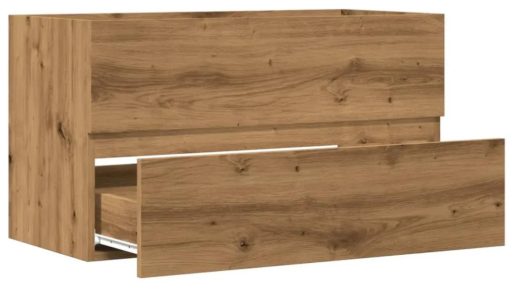 kézműves tölgy színű szerelt fa mosdószekrény 90 x 38,5 x 45 cm
