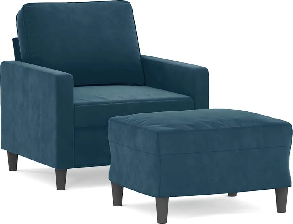 vidaXL kék bársony kanapéfotel lábtartóval 60 cm
