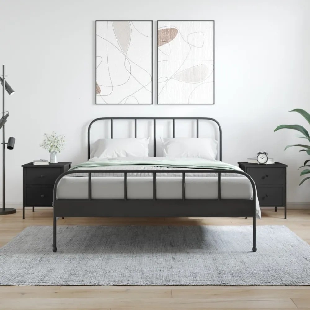 vidaXL 2 db fekete szerelt fa éjjeliszekrény 40x42x50 cm