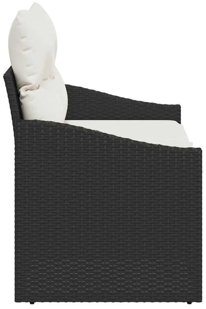 Kerti kanapé párnával Fekete 123 x 62 x 69cm polirattan