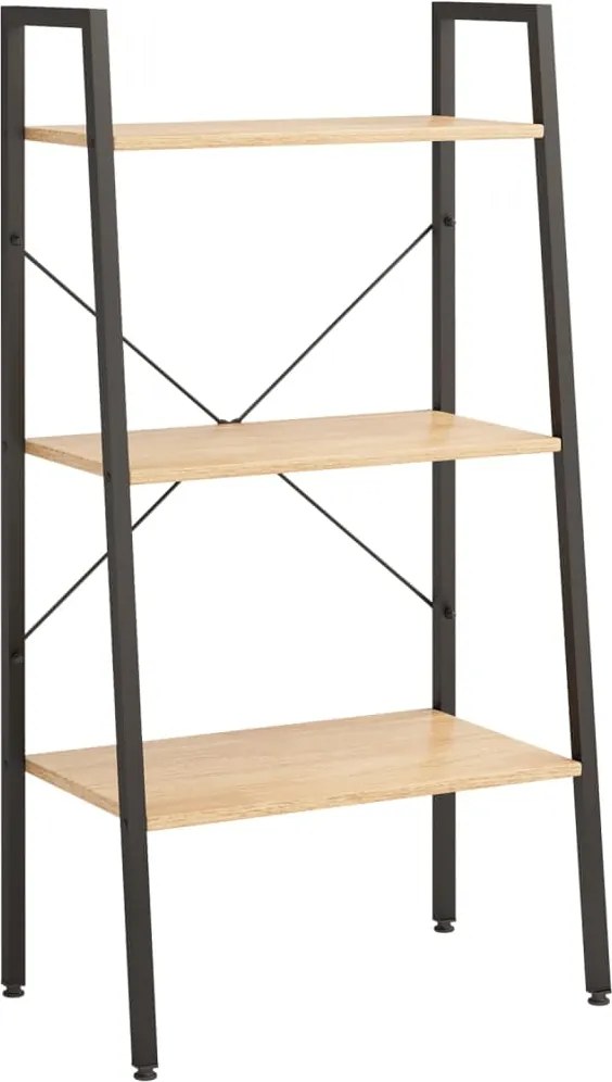vidaXL 3 szintes világosbarna és fekete állópolc 56 x 35 x 108 cm