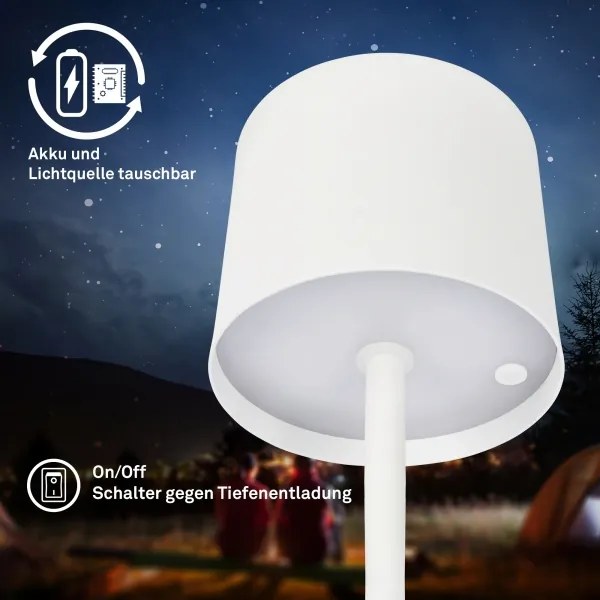 Briloner 7521016 - SIGO LED dimmelhető asztali lámpa 2,5W/5V IP44 2600 mAh fehér