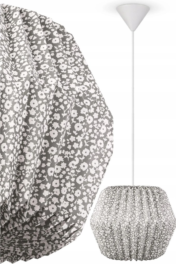 Dekoratív papír függőlámpa Virágokkal szürke nappali hálószobába E27