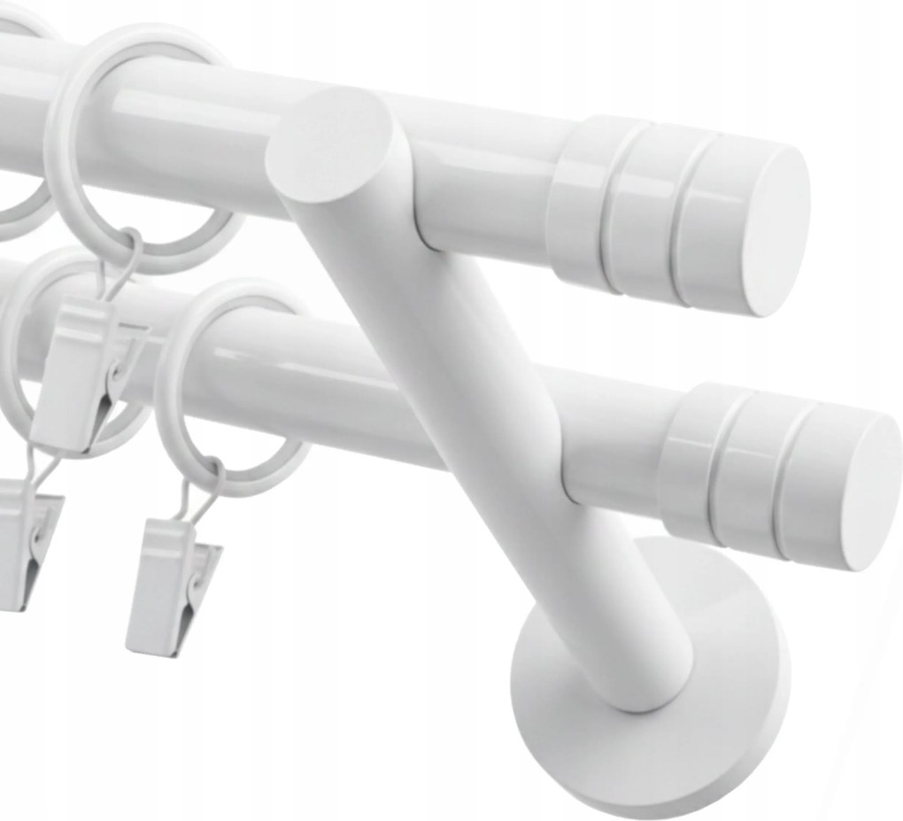 Dupla fali Függönykarnis Fém 19 19 mm Fehér Maró 300 cm Csendes kerekek