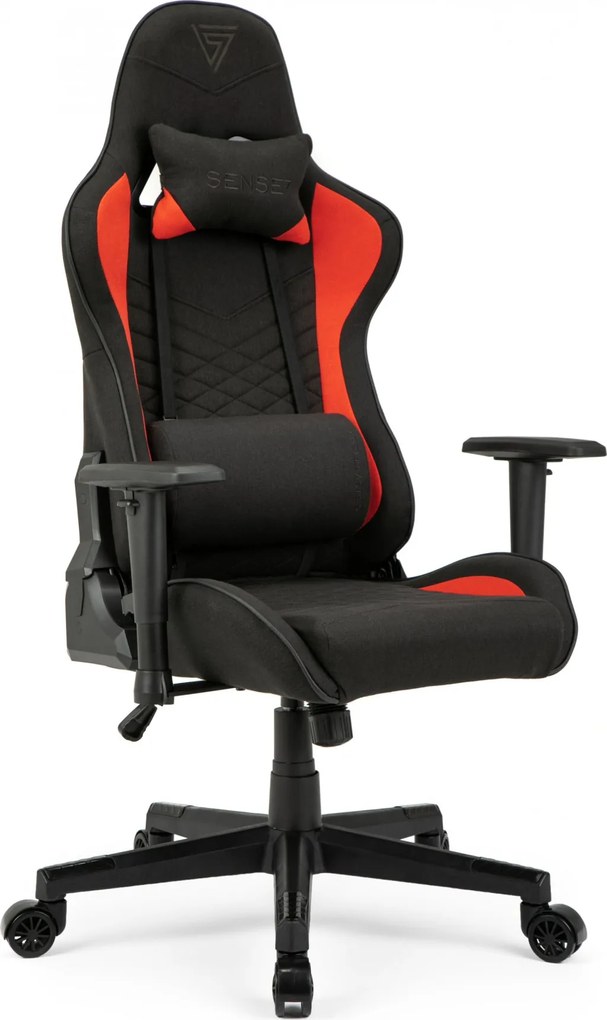 Gamer szék SENSE7 Spellcaster szövet fotel, fekete-piros.