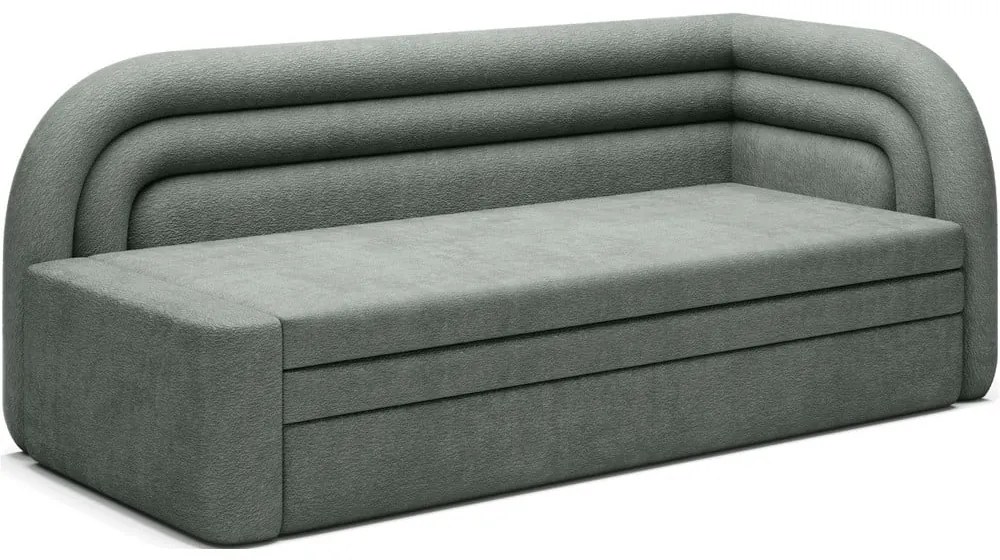 Zöld zsenília kinyitható-tárolóhelyes kanapé jobb oldali 223 cm Fabillo – ELTAP