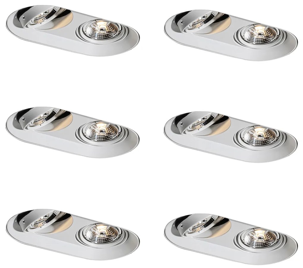 6 darabos, lekerekített, süllyesztett spotlámpa szett, fehér, GU10 70mm 2-fényű - Hubs