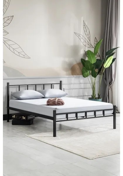 ORMEL fém franciaágy, 160 x 200 cm, fekete, 200 kg teherbírás