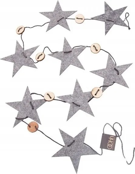 Karácsonyi lánc, csillag, szürke, Oohh