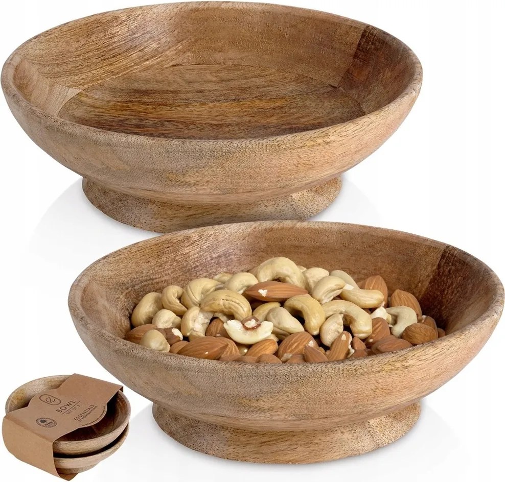 2x Fa tál saláták tálalásához snack ételek 400 ml