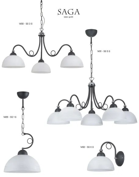 Jupiter 1491 - Csillár láncon SAGA 5xE27/60W/230V