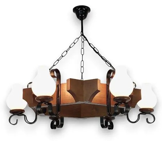 Brilagi - Csillár láncon QUEEN 6xE14/40W/230V bükkfa/dió