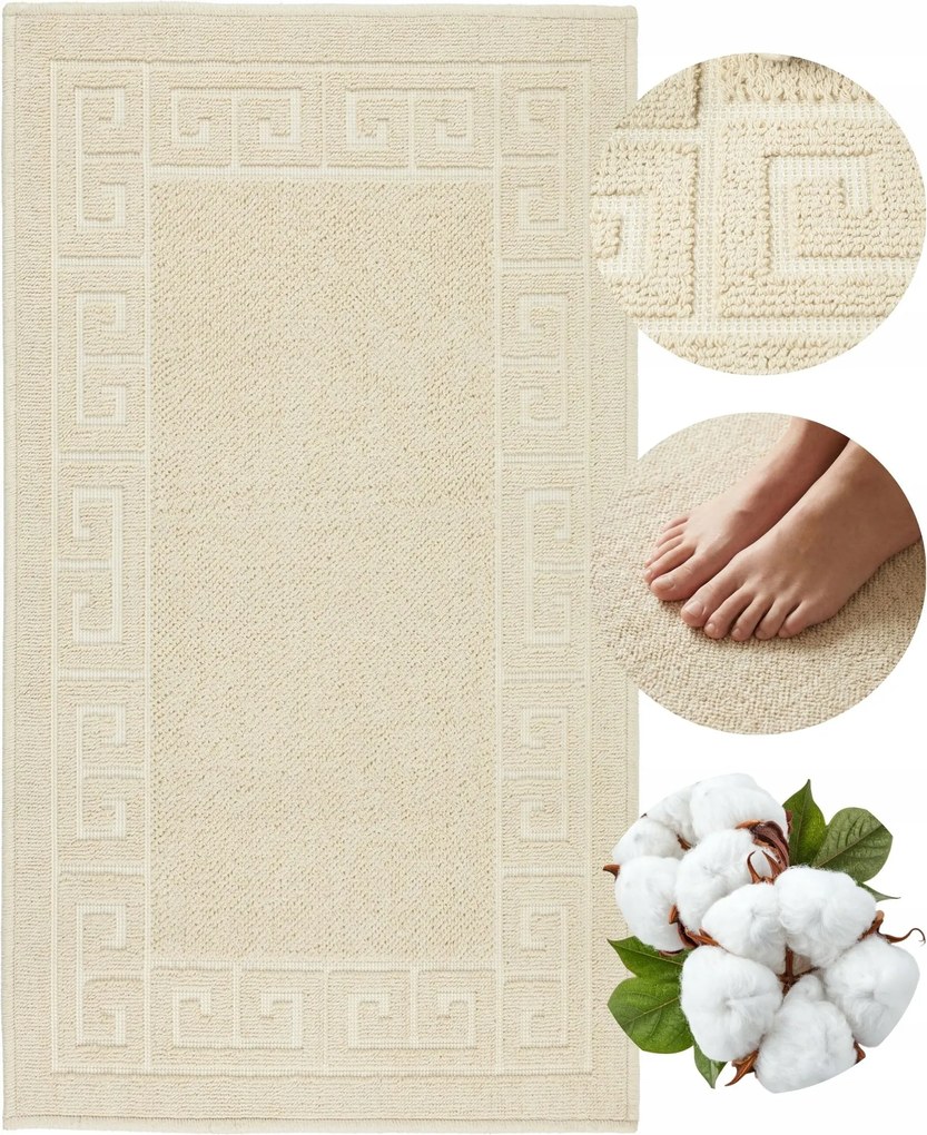 Fürdőszobaszőnyeg Nagy Egyiptomi Pamut 73x135 Nedvszívó Csúszásgátló Szállodai