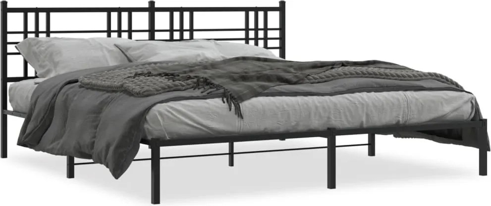 vidaXL fekete fém ágykeret fejtámlával 193 x 203 cm