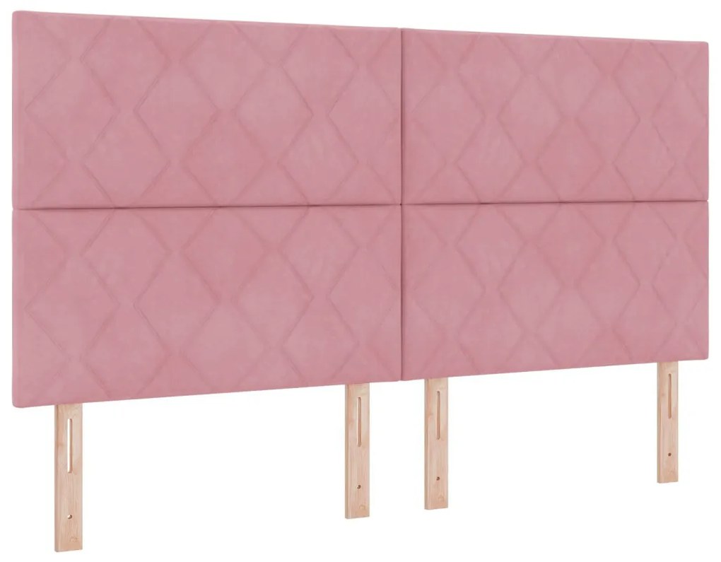 fejtámla gyémánt blokkokkal, Rózsaszín, 180 cm bársony