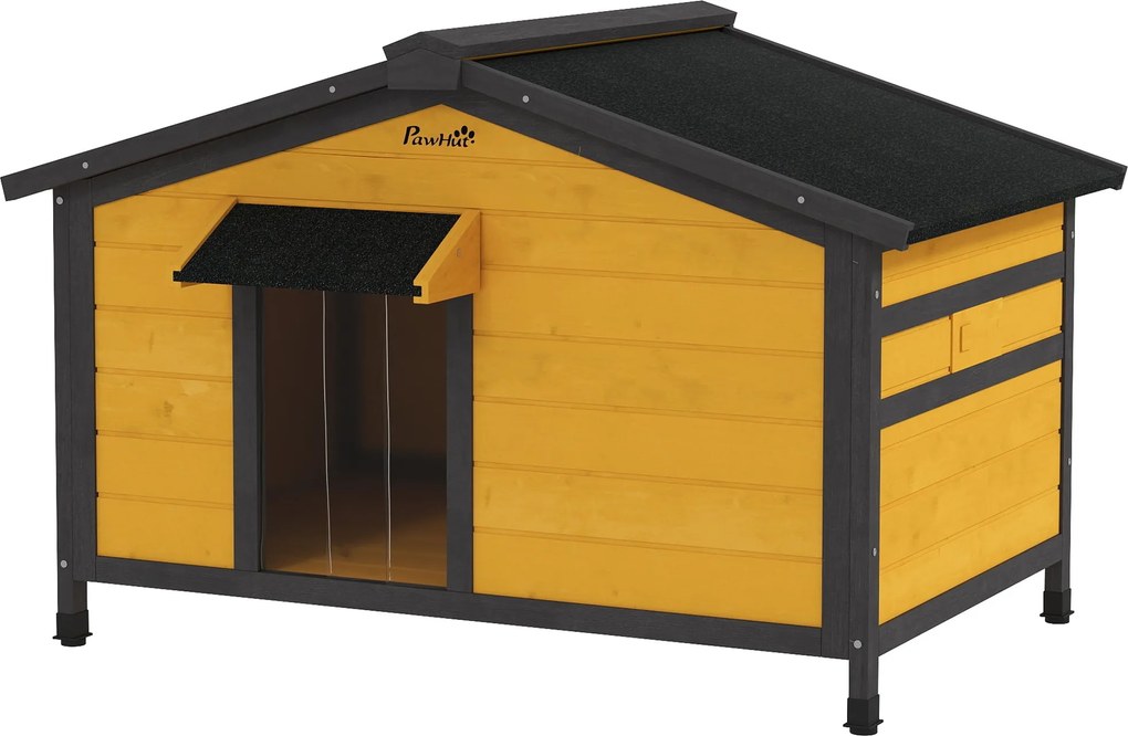 PawHut Kültéri Kutyaól Kistestű Kutyák Számára Forgatható Aszfalt Tetővel, 2 Ablakkal és Levehető Aljjal | Aosom