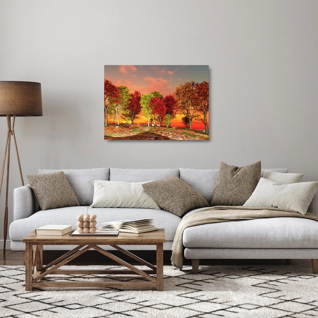 Üveg kép - Színes fák (70x50 cm)