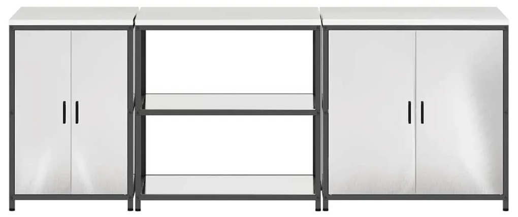 Konyhai Tároló Készlet polcokkal 3 pcs Ezüst 240 x 50 x 92 cm