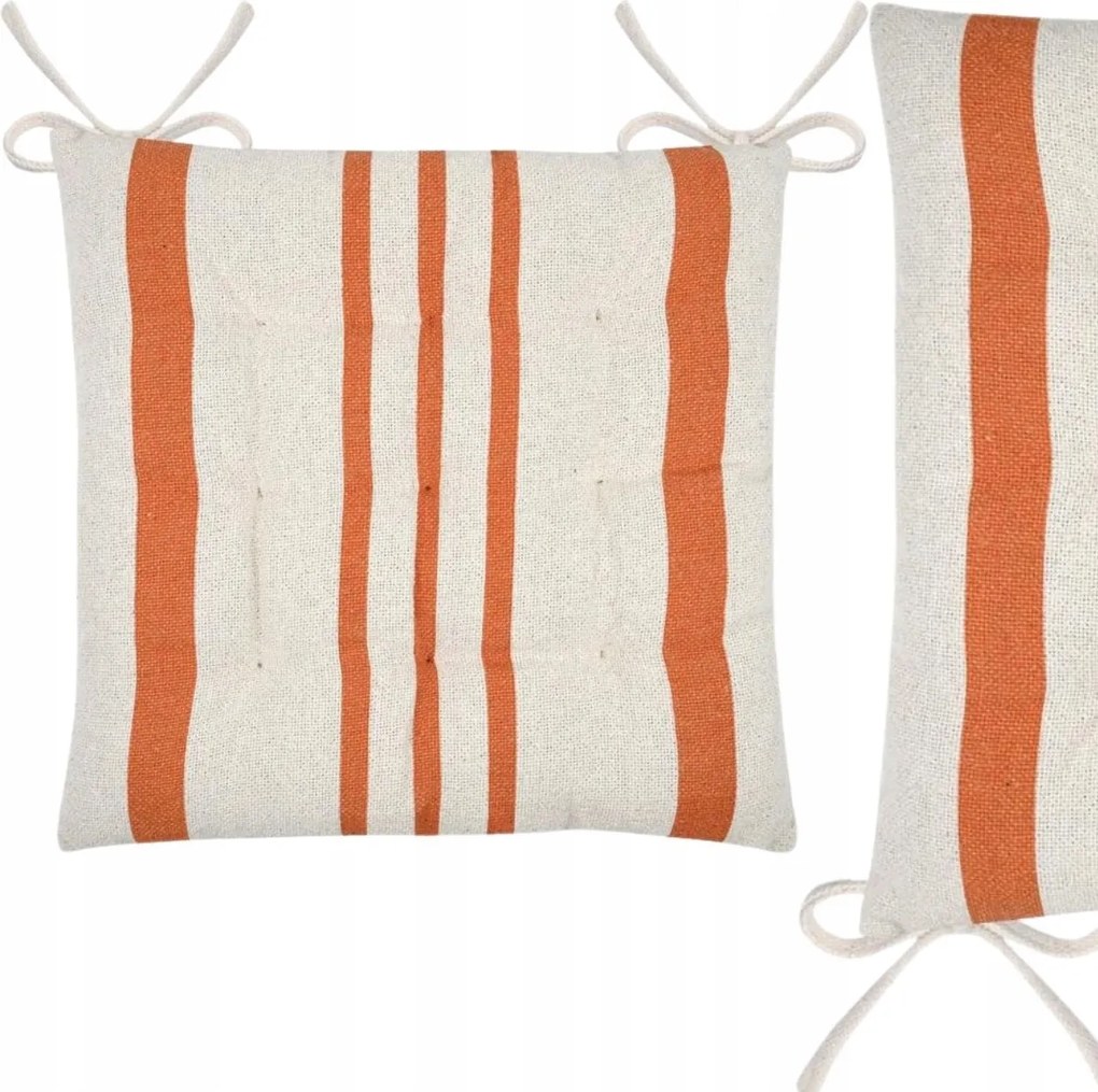 Székpárna Csíkos Narancssárga 38x38cm csomózott bézs