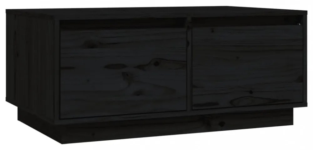 fekete tömör fenyőfa dohányzóasztal 80x50x35 cm