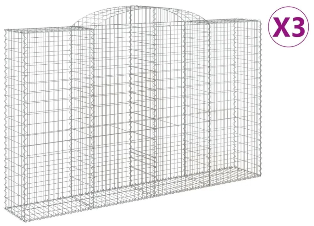 3 db íves horganyzott vas gabion kosár 300x50x180/200 cm