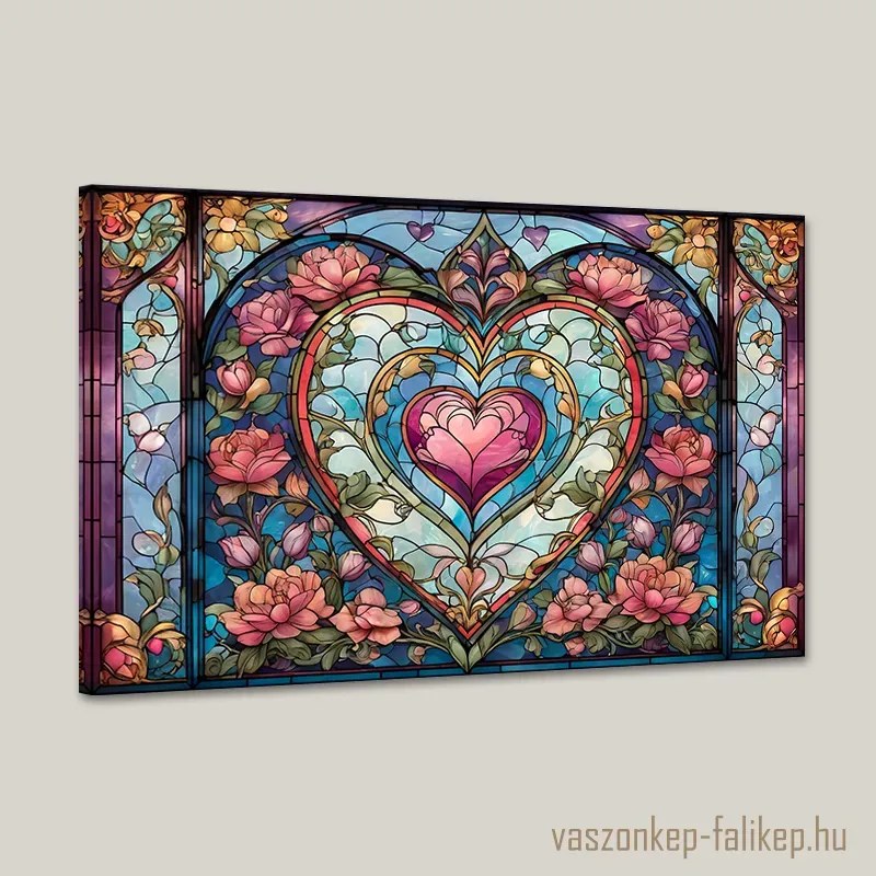 Szív katedrál – Hearth prémium vászonkép – színes elegancia 60x40 cm