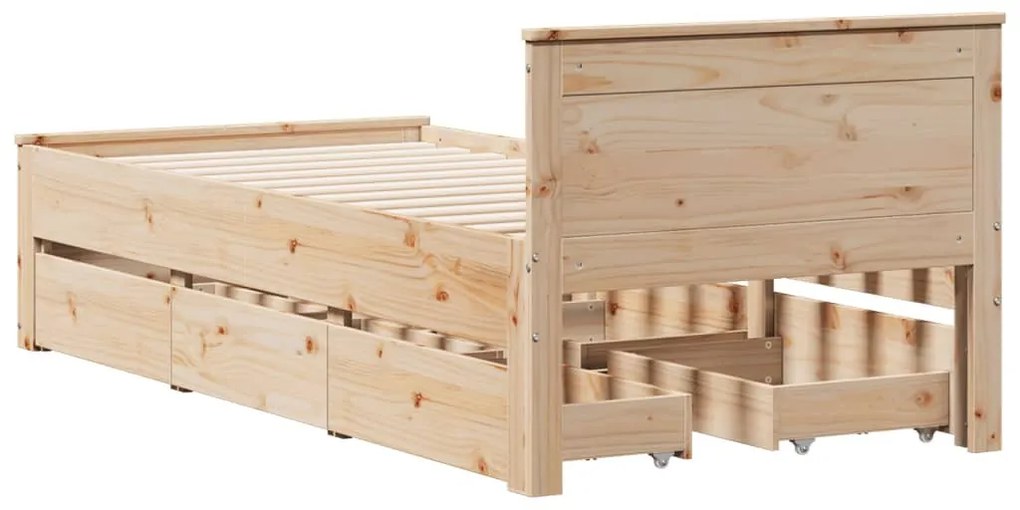 tömör fenyőfa ágy matrac nélkül fejtámlával 90 x 200 cm