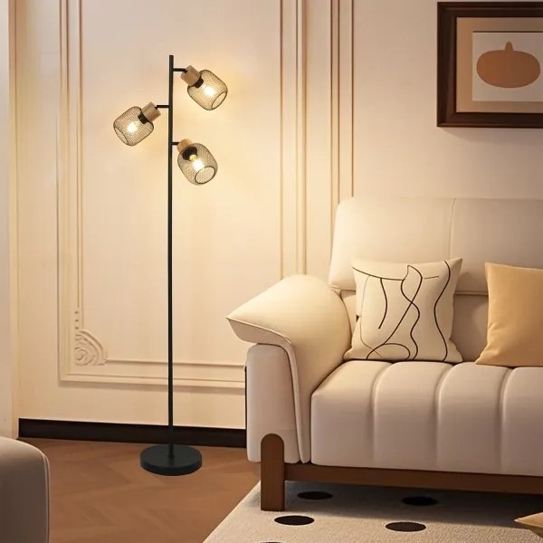 Brilagi - Állólámpa BASKLITE 3xE27/15W/230V kaucsukfa/fekete