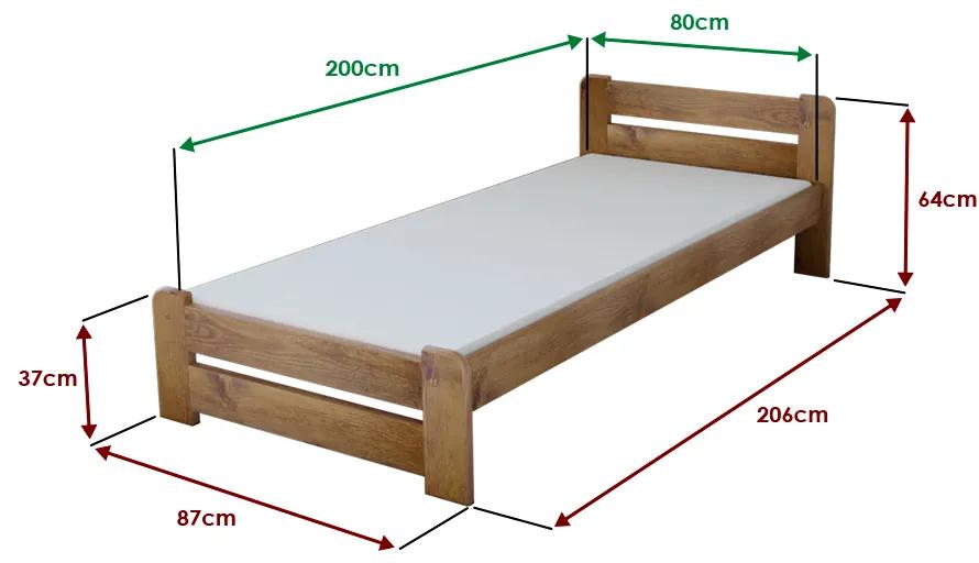 Laura ágy 80x200, tölgyfa Ágyrács: Ágyrács nélkül, Matrac: Deluxe 10 cm matrac